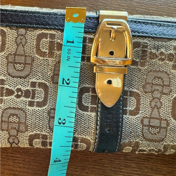 Gucci Vintage Horse-bit Brown Canvas w/ Blue Leather Long Wallet W/ COA & Dustie - Picture 14 of 16